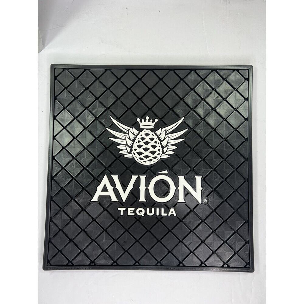Avion Tequila Rubber BAR‎ SPILL MAT 14”x14” Rail Man Cave Bar Black White NEW